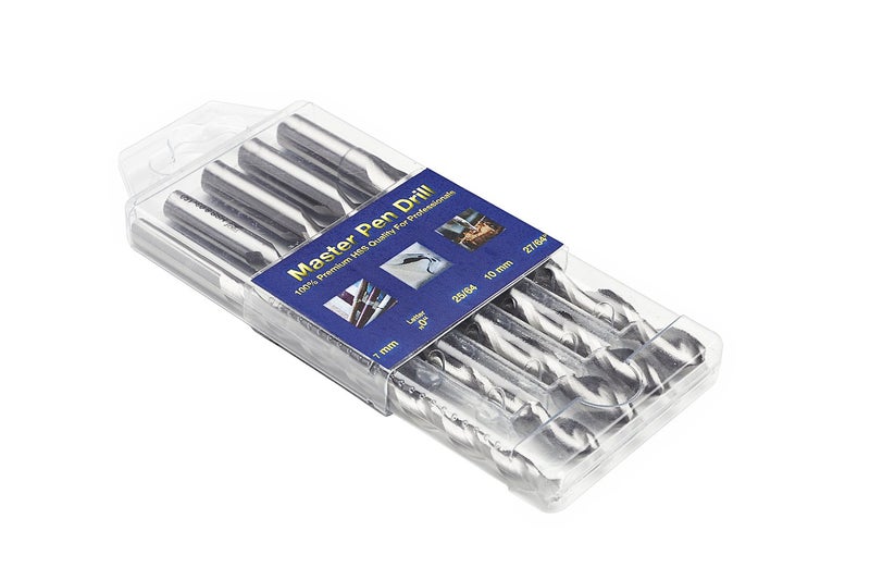 Fisch Pen Drill Bits 5 Pcs. Set Inc. (Letter O, 7mm, 10mm, 25/64 inch, 27/64 inch) - Pen Maker Flutes for Wood Turning - FSN-356721 - Made from M2 HSS High Speed - Image 1